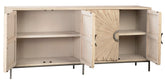 Mabari Light Warm Wash Finish and Antique Silver Iron Sideboard